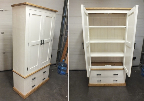 Shabby painted linen cupboard - painted,