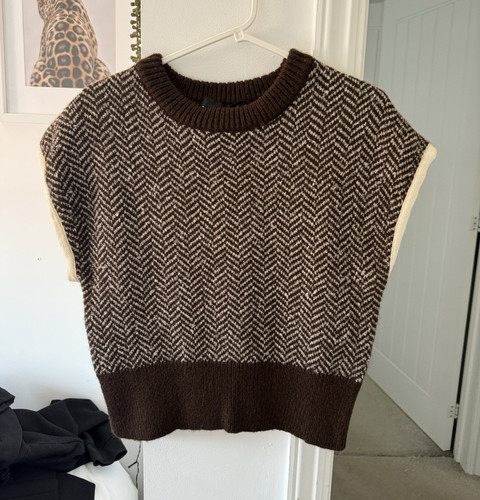 Zara brown cream herringbone - brown, &
