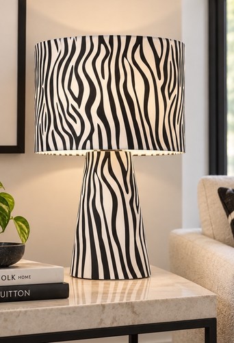 Zebra print fabric table - zebra,