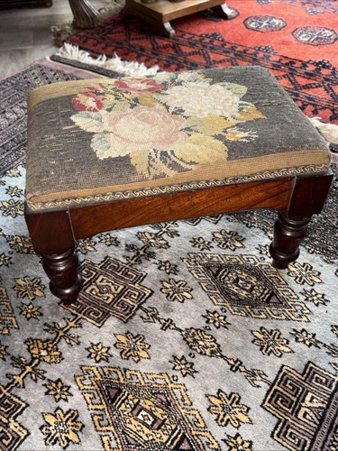 Antique floral needlepoint - antique,