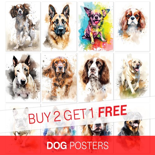 Dog posters wall art - art, print