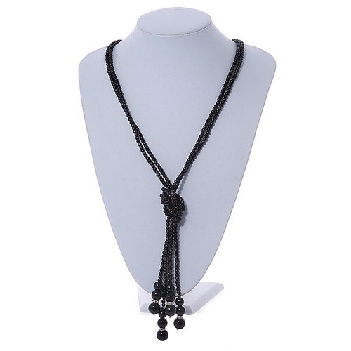 Strand black glass bead - black,