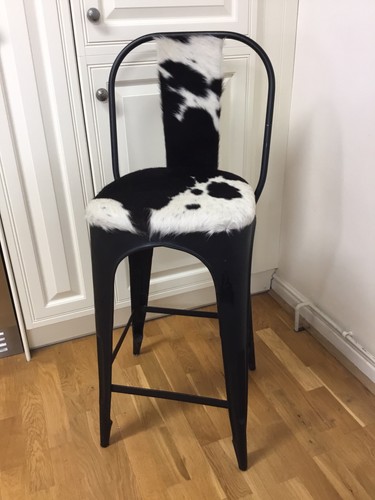 Tolix cowhide bar stool - cowhide,