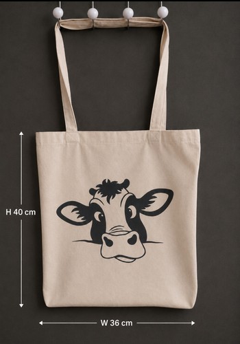 Cute cow print canvas tote - cow, bag