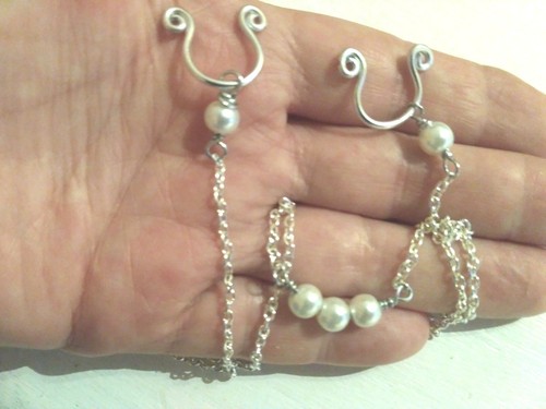 Body chain nipple ring - body,