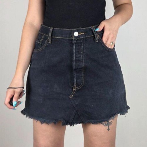 Womens dark blue denim mini - dark,
