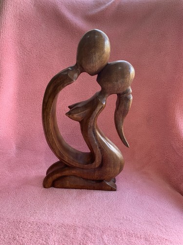 Wood carved lovers figure - carved,