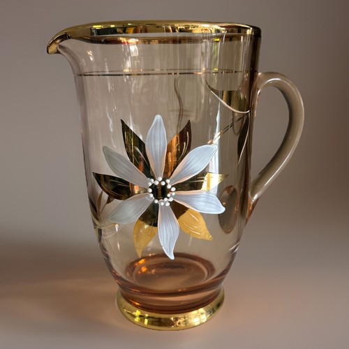 Pink amber glass - glass, pitcher