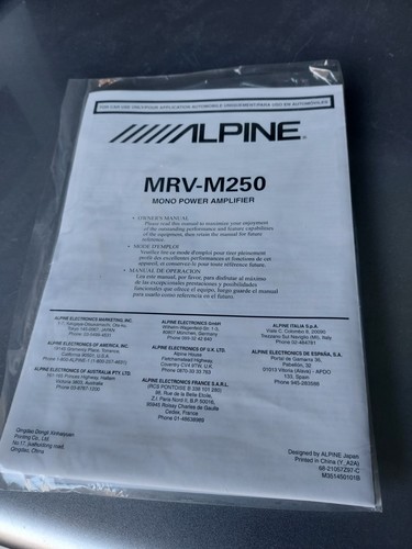 Alpine model mrv m250 car - alpine,