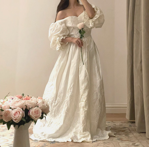 Vintage white satin wedding