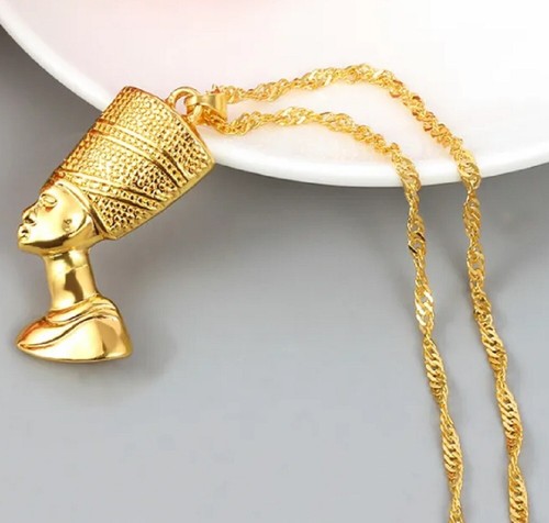 Silver gold nefertiti ankh - or,