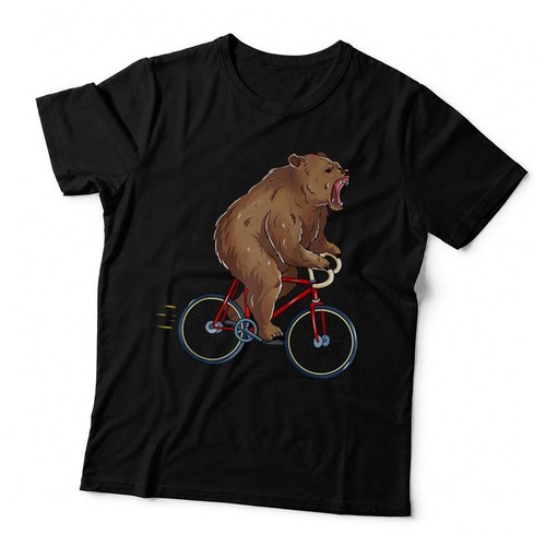 Bear riding bicycle - cute, biker