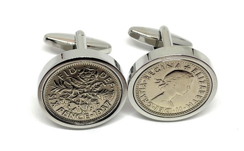 1957 sixpence coin cufflinks - coin,