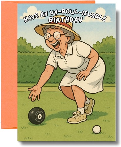 Funny lawn bowls birthday card - funny,