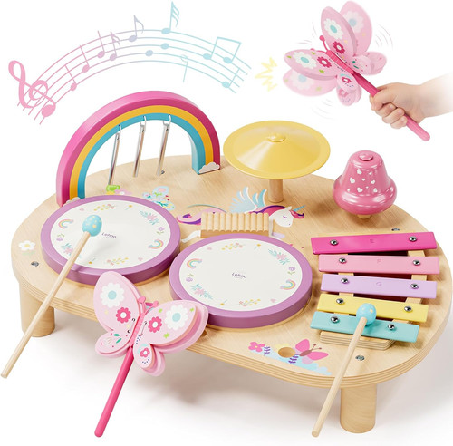 Unicorn kids drum kit wooden - kit,