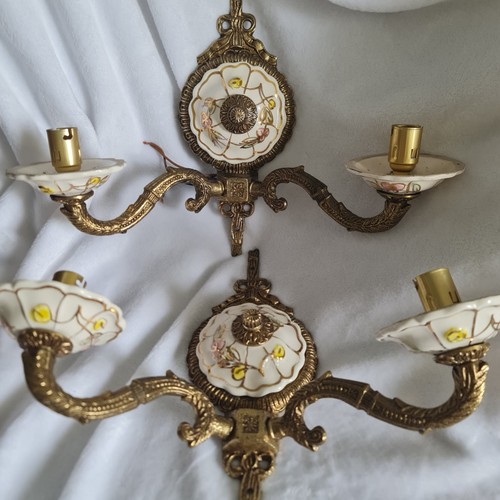 Pair brass capodimonte - pair, of