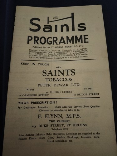 Vintage rugby league programme - rugby,