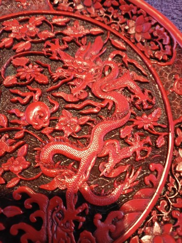 Red carved cinnabar lacquer - red,