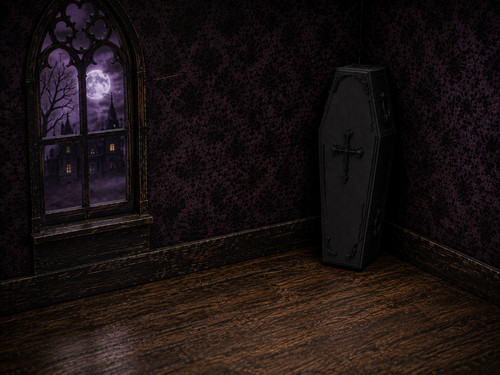 Doll house coffin - house,