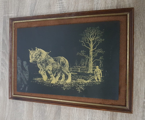 Vintage wooden framed - framed, plowing