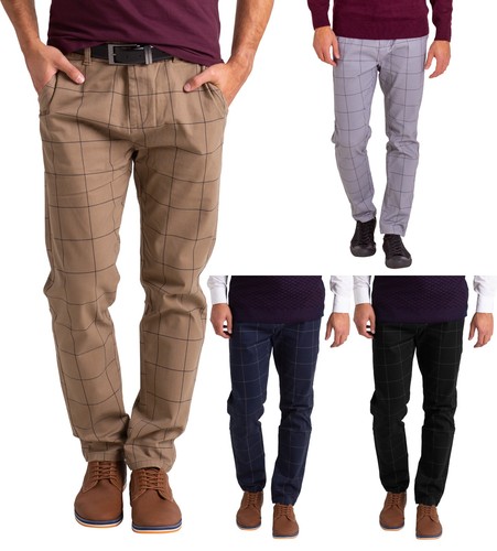 Mens grey check trousers - , sta