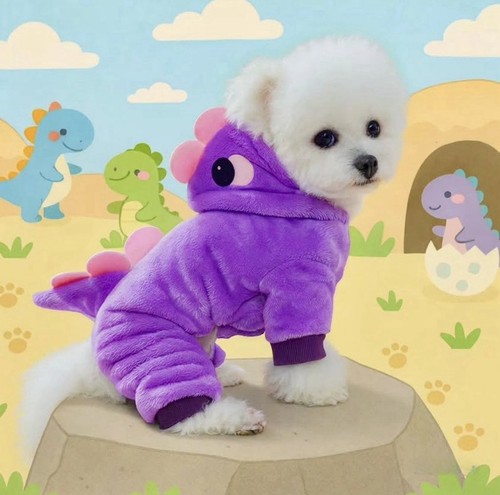 Purple hooded dinosaur dog - purple,
