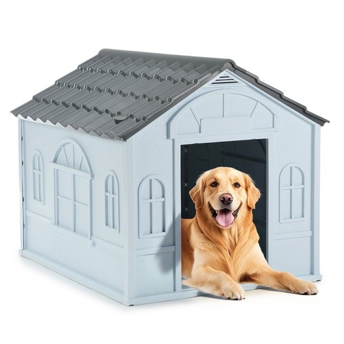Large outdoor dog kennel grey - large,