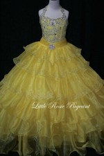 NEW* Little Rosie Girls Glitz Long Pageant Dress LR2023 Yellow 8 $550   ***New