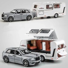 Rolls Royce Cullinan RV Trailer Camping Model Car Alloy Diecast Toy Vehicle 1/32