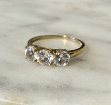 Brand new 9ct Gold Danburite Gemstone Trilogy Ring size L 1/2