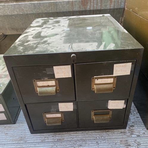 Vintage green metal drawer - metal, 4-drawer