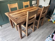 6 Seater Solid Sheesham or Mango Indian Rosewood Dining Table and 4 Chairs
