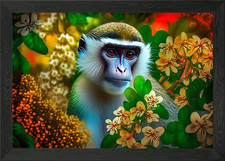 Monkey in rain forest Framed