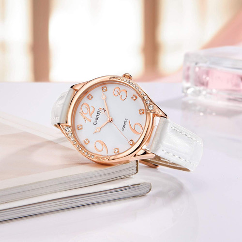 Ladies watch white large dial - white,
