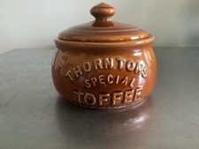 Vintage Thorntons Special Toffee Ceramic Light Brown Advertising Lidded Jar