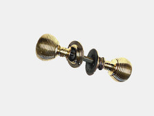 Nice Set Of Salvaged Brass Beehive Door Knobs Handles In Good Condition