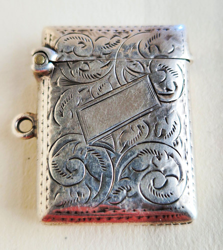 Antique solid silver vesta - silver,
