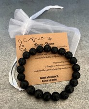 LAVA STONE Bracelet Stretch Fit Handmade + Gift Bag & Card Crystal Gemstone 8mm