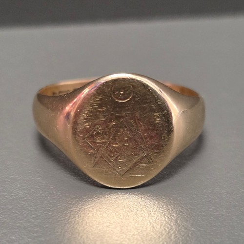 9ct yellow gold masonic signet - gold,
