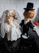 Bride And Groom Porcelain Dolls 10"