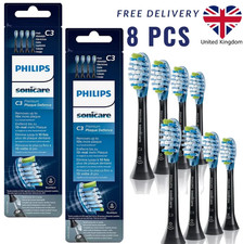 8 Pack  BLACK Philips Sonicare C3 Plaque Defence Sonic Toothbrush Heads UK