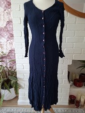 Vintage navy blue crinkle maxi - navy,