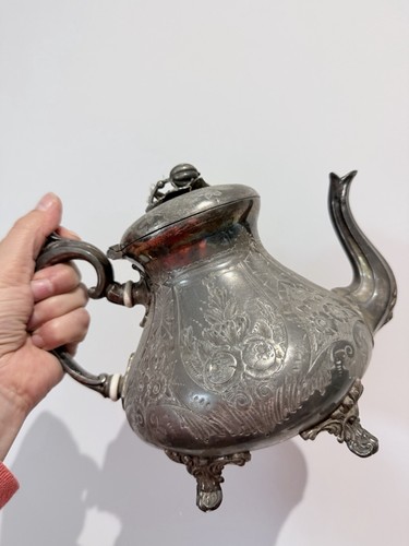 Ornate footed vintage teapot - ornate,,