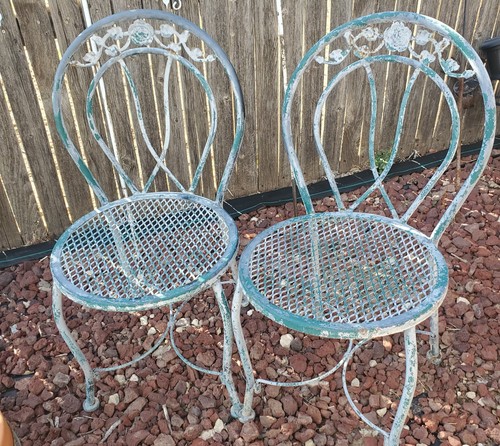 Vtg weathered wrought chippy - weathered,