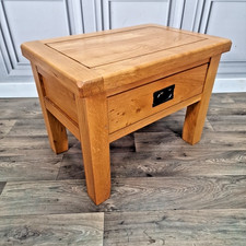 Single Rustic Solid Wood Oak Bedside End Lamp Tables With Drawer - Furnitureland