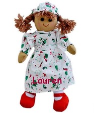 Personalised Traditional Rag Doll Baby's 1st Christmas Embroidered Santa Gift