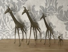 Brass Giraffe Family Set African Figure Statue Ornaments Homeware Decor