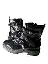 Clarks Anzino Buckle Women Black Patent Ankle Boots UK7, US9.5M, EU41