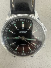 Vintage Sekonda 18 jewels Automatic Mechanical Alarm Watch USSR Soviet Russian