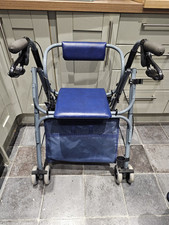 Uniscan Glider Mobility Walker 4 Wheel Rollator + Backrest, Under Bag Storage